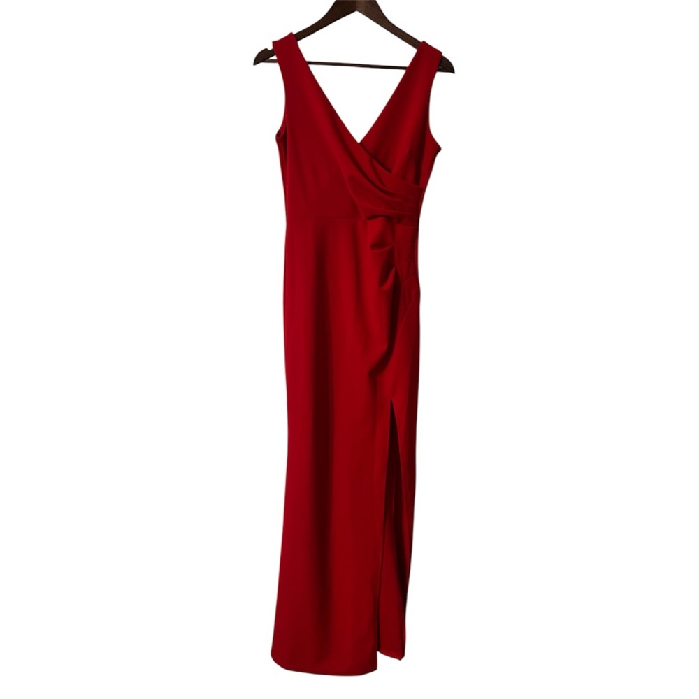 WOOSEA Red Sleeveless Wrap Maxi Dress Size Small Elegant Formal Gown Valentine